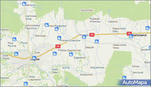 mapa Piórków-Kolonia, Piórków-Kolonia na mapie Targeo