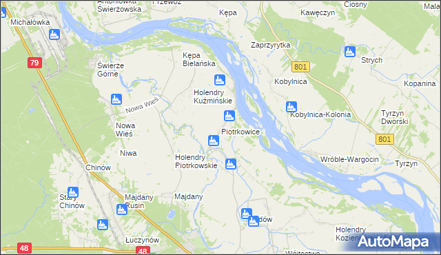 mapa Piotrkowice gmina Kozienice, Piotrkowice gmina Kozienice na mapie Targeo