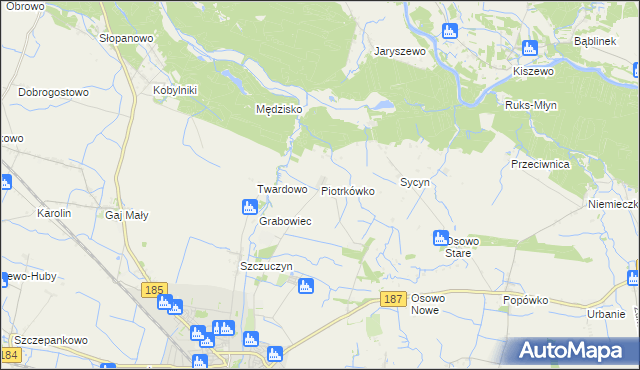 mapa Piotrkówko gmina Szamotuły, Piotrkówko gmina Szamotuły na mapie Targeo