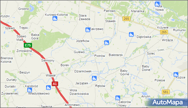 mapa Piotrów gmina Gostynin, Piotrów gmina Gostynin na mapie Targeo