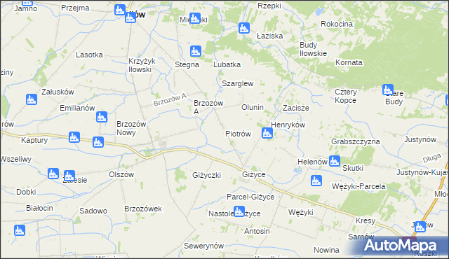 mapa Piotrów gmina Iłów, Piotrów gmina Iłów na mapie Targeo