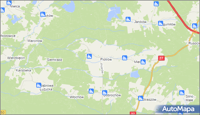 mapa Piotrów gmina Przewóz, Piotrów gmina Przewóz na mapie Targeo