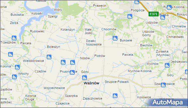 mapa Piotrów gmina Waśniów, Piotrów gmina Waśniów na mapie Targeo