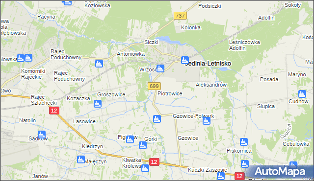 mapa Piotrowice gmina Jedlnia-Letnisko, Piotrowice gmina Jedlnia-Letnisko na mapie Targeo