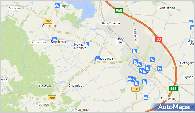 mapa Piotrowice gmina Męcinka, Piotrowice gmina Męcinka na mapie Targeo