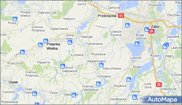 mapa Piotrowice gmina Przeciszów, Piotrowice gmina Przeciszów na mapie Targeo