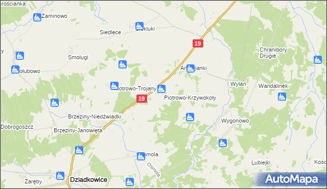 mapa Piotrowo-Krzywokoły, Piotrowo-Krzywokoły na mapie Targeo