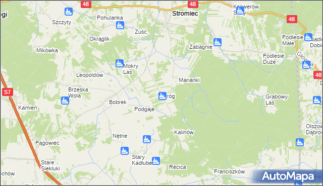 mapa Piróg gmina Stromiec, Piróg gmina Stromiec na mapie Targeo