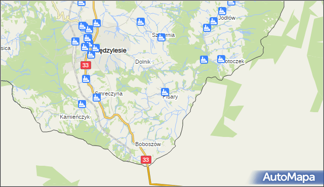 mapa Pisary gmina Międzylesie, Pisary gmina Międzylesie na mapie Targeo