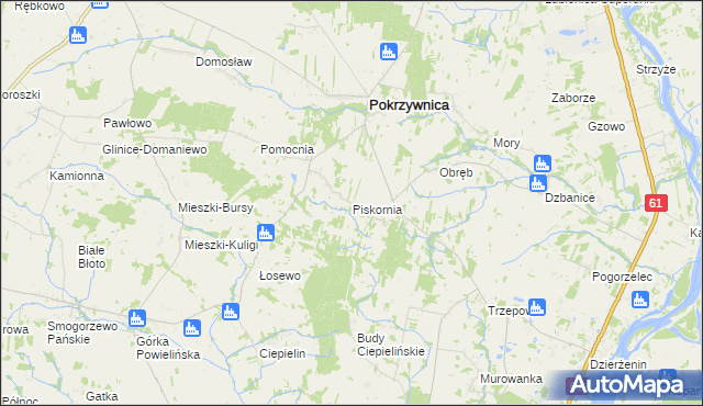 mapa Piskornia gmina Pokrzywnica, Piskornia gmina Pokrzywnica na mapie Targeo