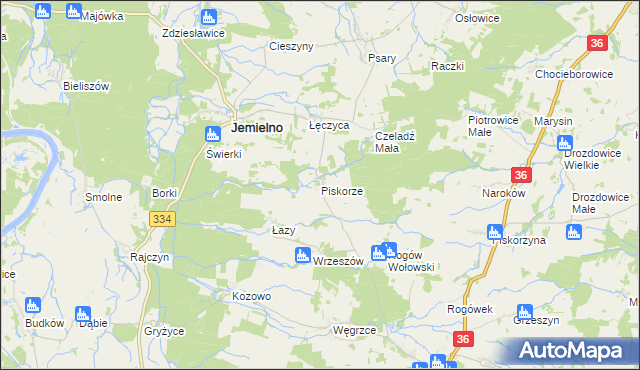 mapa Piskorze, Piskorze na mapie Targeo