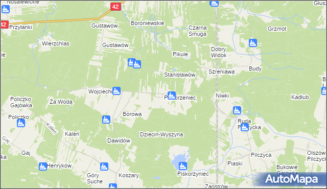 mapa Piskorzeniec, Piskorzeniec na mapie Targeo