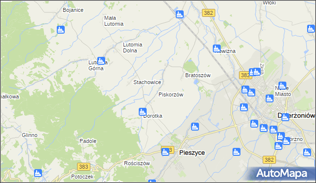 mapa Piskorzów gmina Pieszyce, Piskorzów gmina Pieszyce na mapie Targeo