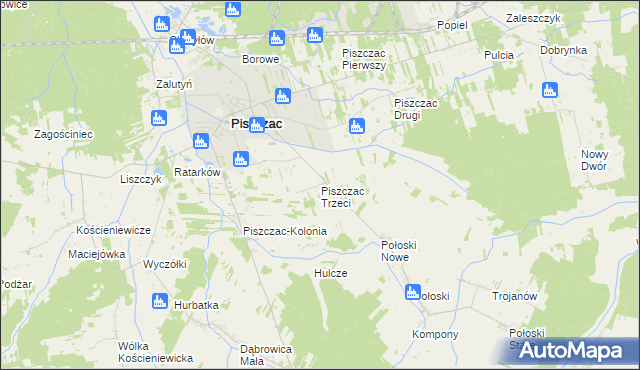 mapa Piszczac Trzeci, Piszczac Trzeci na mapie Targeo