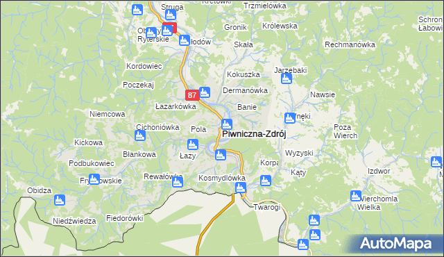 mapa Piwniczna-Zdrój, Piwniczna-Zdrój na mapie Targeo