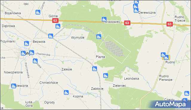 mapa Planta gmina Wohyń, Planta gmina Wohyń na mapie Targeo