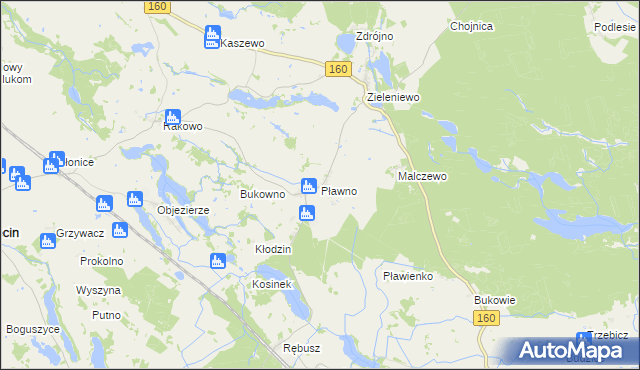 mapa Pławno gmina Bierzwnik, Pławno gmina Bierzwnik na mapie Targeo