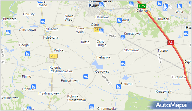 mapa Plebanka gmina Aleksandrów Kujawski, Plebanka gmina Aleksandrów Kujawski na mapie Targeo