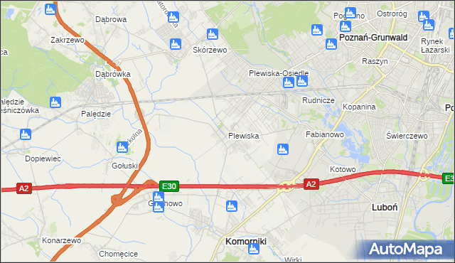 mapa Plewiska gmina Komorniki, Plewiska gmina Komorniki na mapie Targeo