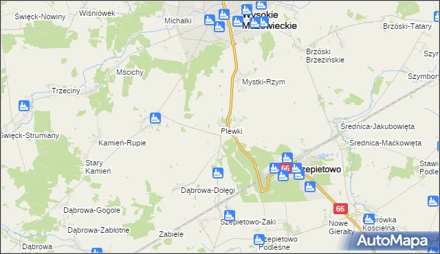 mapa Plewki gmina Szepietowo, Plewki gmina Szepietowo na mapie Targeo