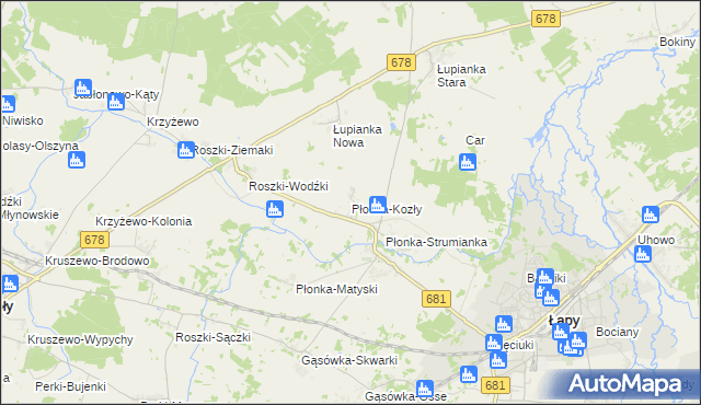 mapa Płonka-Kozły, Płonka-Kozły na mapie Targeo