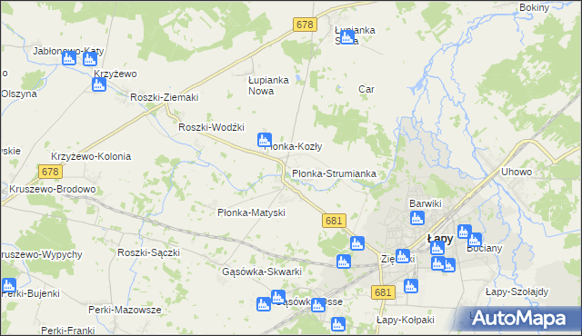 mapa Płonka-Strumianka, Płonka-Strumianka na mapie Targeo