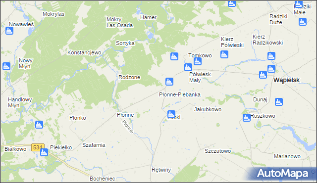 mapa Płonne-Plebanka, Płonne-Plebanka na mapie Targeo