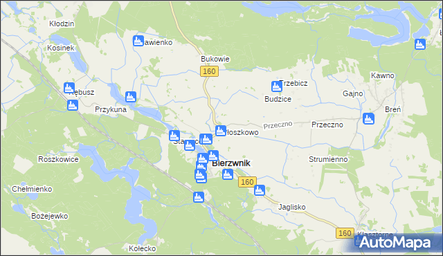 mapa Płoszkowo gmina Bierzwnik, Płoszkowo gmina Bierzwnik na mapie Targeo