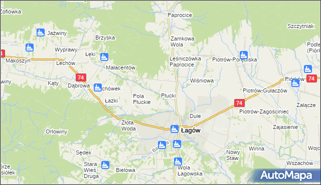 mapa Płucki, Płucki na mapie Targeo