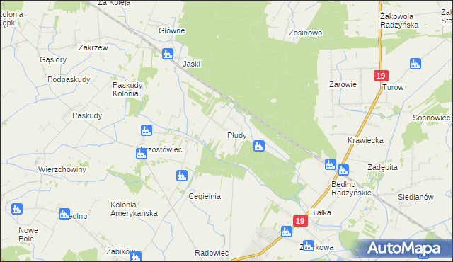 mapa Płudy gmina Radzyń Podlaski, Płudy gmina Radzyń Podlaski na mapie Targeo