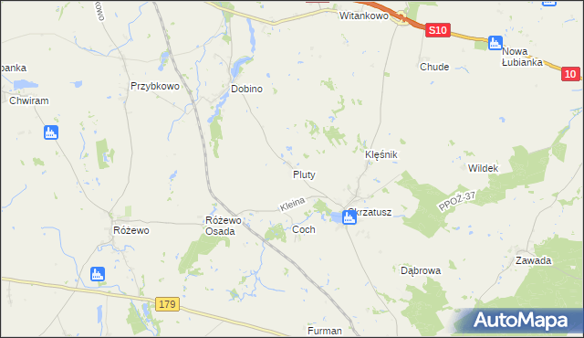 mapa Pluty gmina Szydłowo, Pluty gmina Szydłowo na mapie Targeo