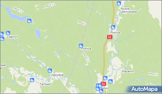 mapa Płytnica gmina Szydłowo, Płytnica gmina Szydłowo na mapie Targeo