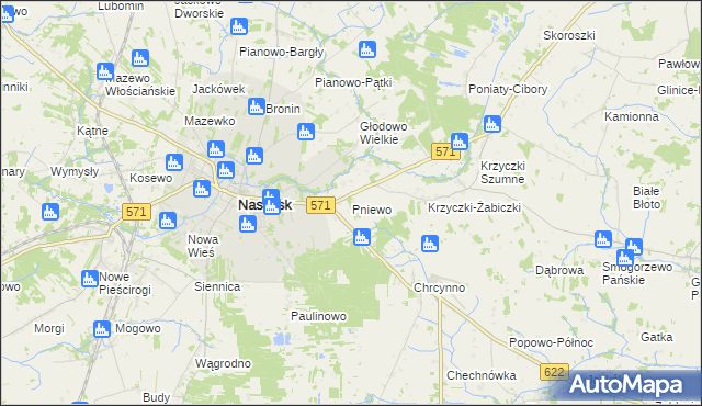 mapa Pniewo gmina Nasielsk, Pniewo gmina Nasielsk na mapie Targeo