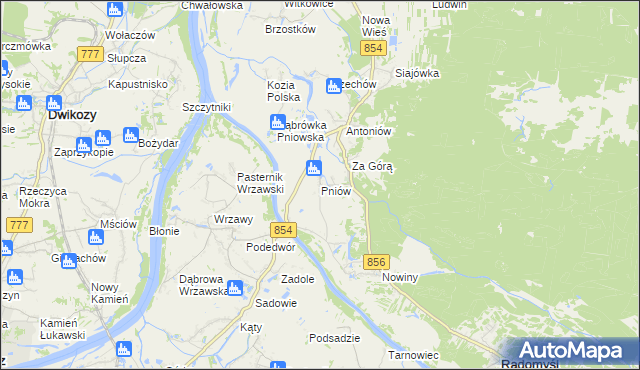 mapa Pniów gmina Radomyśl nad Sanem, Pniów gmina Radomyśl nad Sanem na mapie Targeo