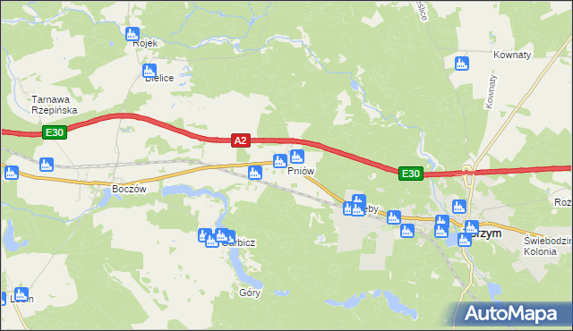 mapa Pniów gmina Torzym, Pniów gmina Torzym na mapie Targeo