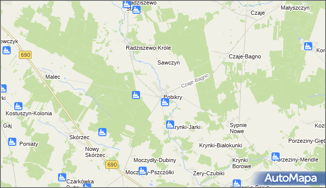 mapa Pobikry, Pobikry na mapie Targeo