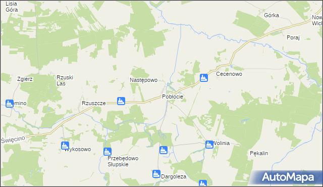 mapa Pobłocie gmina Główczyce, Pobłocie gmina Główczyce na mapie Targeo
