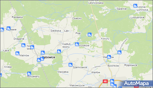 mapa Poczołków, Poczołków na mapie Targeo