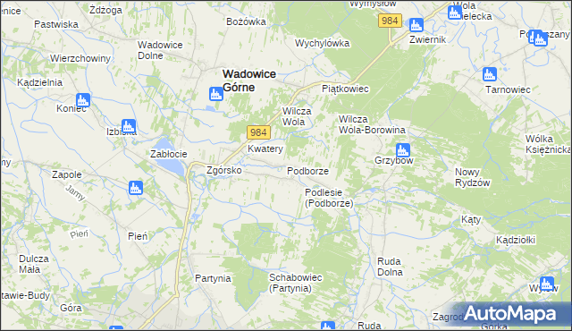 mapa Podborze gmina Radomyśl Wielki, Podborze gmina Radomyśl Wielki na mapie Targeo