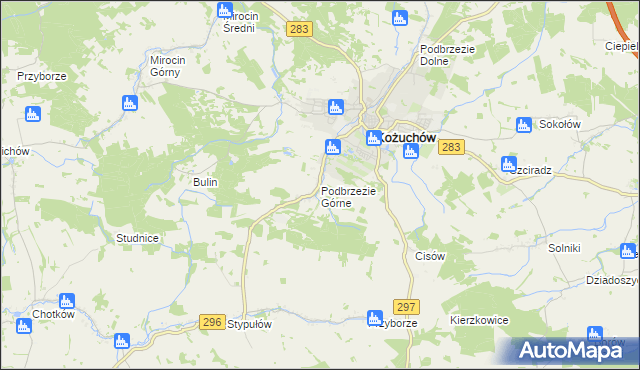 mapa Podbrzezie Górne, Podbrzezie Górne na mapie Targeo