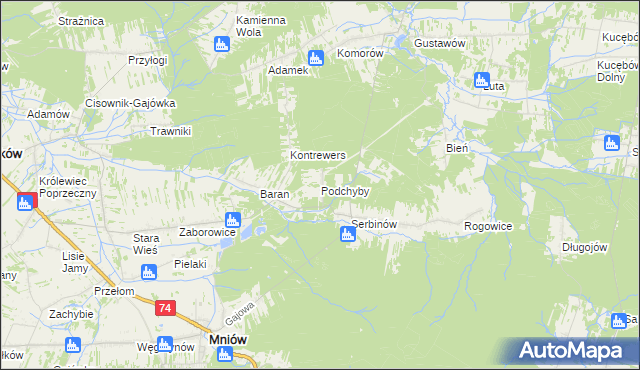 mapa Podchyby, Podchyby na mapie Targeo