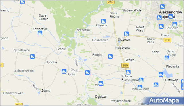 mapa Podgaj gmina Aleksandrów Kujawski, Podgaj gmina Aleksandrów Kujawski na mapie Targeo