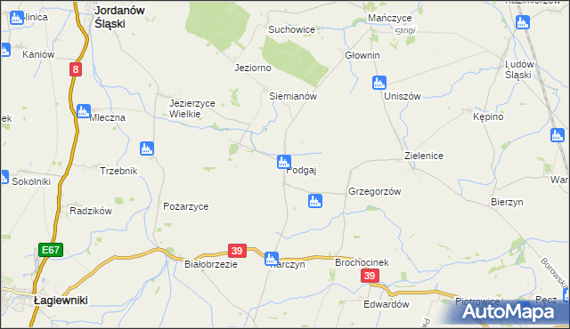 mapa Podgaj gmina Kondratowice, Podgaj gmina Kondratowice na mapie Targeo