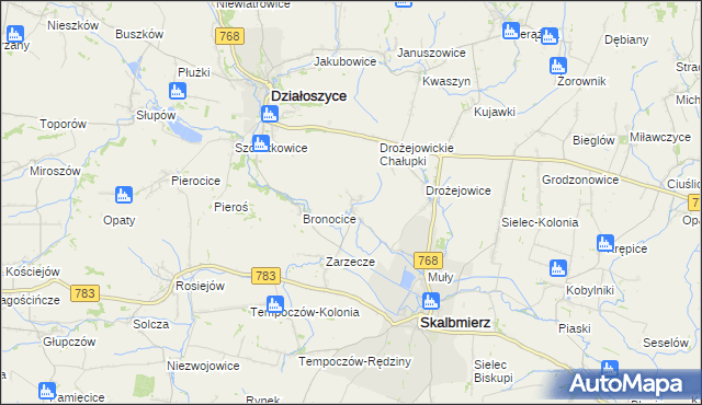 mapa Podgaje gmina Skalbmierz, Podgaje gmina Skalbmierz na mapie Targeo