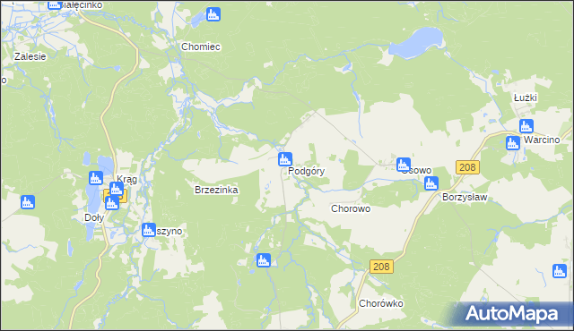 mapa Podgóry gmina Kępice, Podgóry gmina Kępice na mapie Targeo