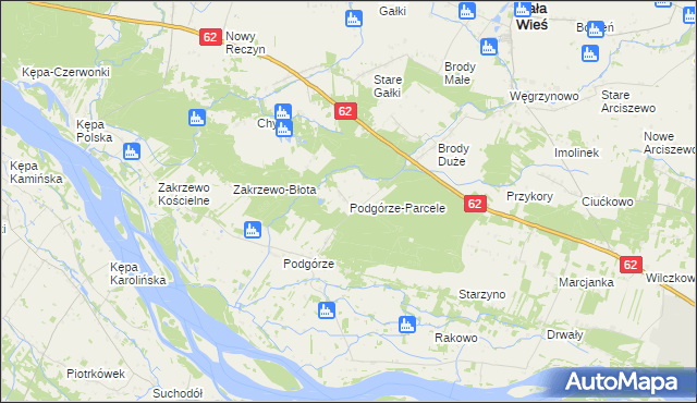 mapa Podgórze-Parcele, Podgórze-Parcele na mapie Targeo