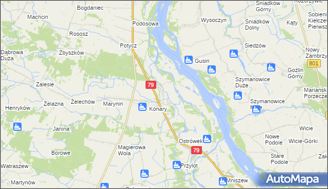 mapa Podgórzyce gmina Warka, Podgórzyce gmina Warka na mapie Targeo