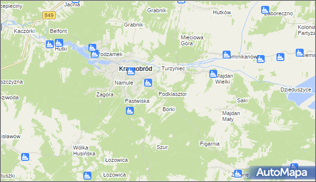 mapa Podklasztor gmina Krasnobród, Podklasztor gmina Krasnobród na mapie Targeo