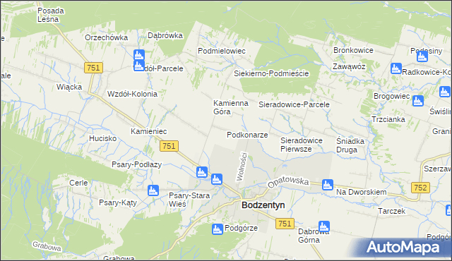 mapa Podkonarze, Podkonarze na mapie Targeo