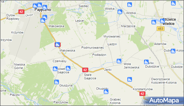 mapa Podładzin, Podładzin na mapie Targeo